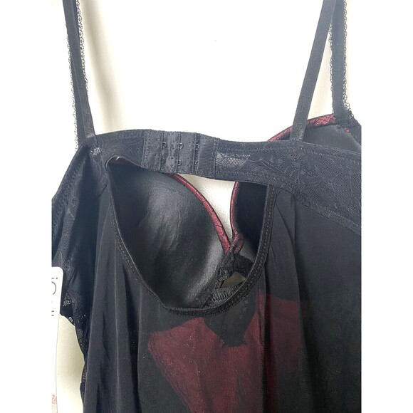 iCollection Babydoll Mesh Lace Overlay Microfiber Coral Black Size M Lingerie - Picture 10 of 11